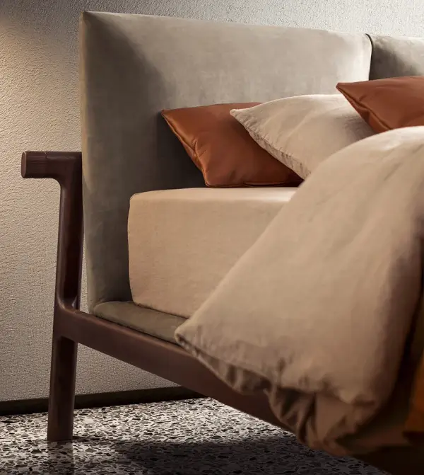 Cama tapizada madera de fresno Fushimi by Pianca