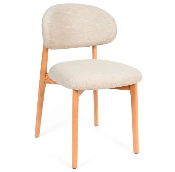 Silla madera de haya tapizada beige Wenda