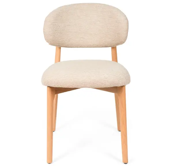 Silla madera de haya tapizada beige Wenda