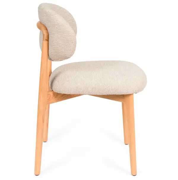 Silla madera de haya tapizada beige Wenda