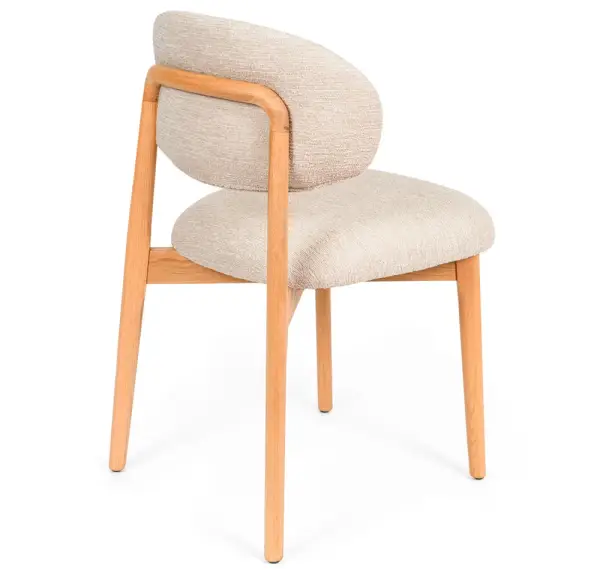 Silla madera de haya tapizada beige Wenda
