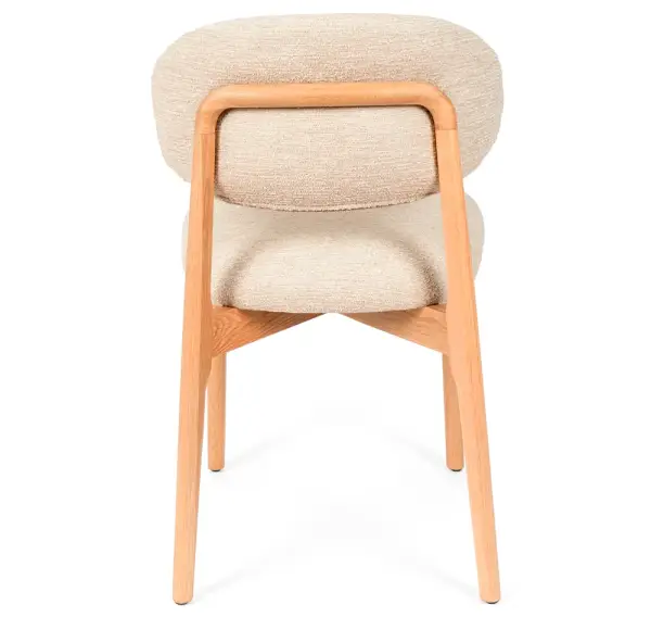 Silla madera de haya tapizada beige Wenda