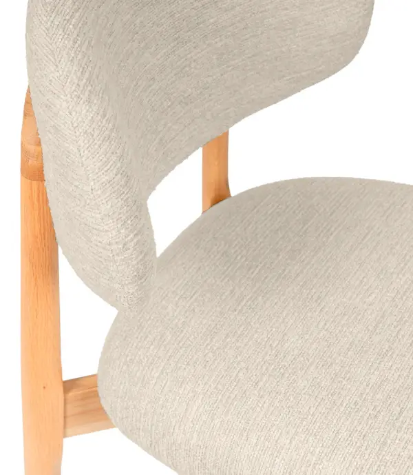 Silla madera de haya tapizada beige Wenda