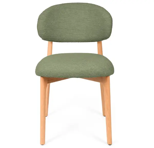 Silla madera de haya tapizada verde Wenda
