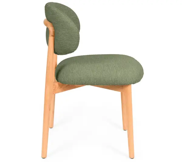 Silla madera de haya tapizada verde Wenda