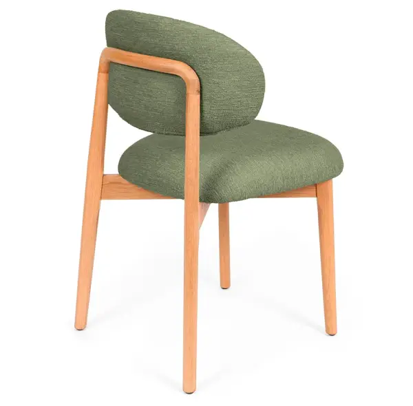 Silla madera de haya tapizada verde Wenda