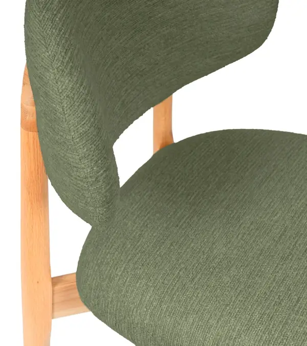 Silla madera de haya tapizada verde Wenda