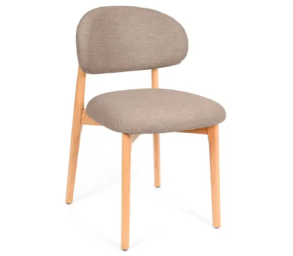 Silla madera de haya tapizada taupe Wenda