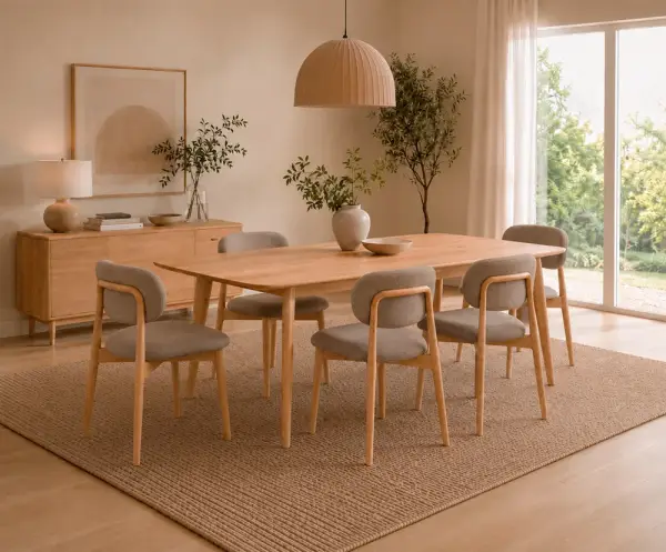 Silla madera de haya tapizada taupe Wenda