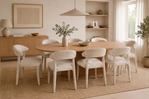 Silla tapizada beige Neida