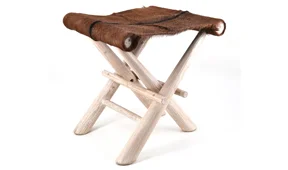 Taburete bajo plegable piel de cabra Taburete bajo plegable piel de cabra