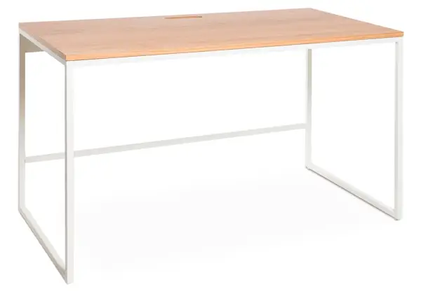 Mesa de escritorio minimalista metal blanco y roble Sondu