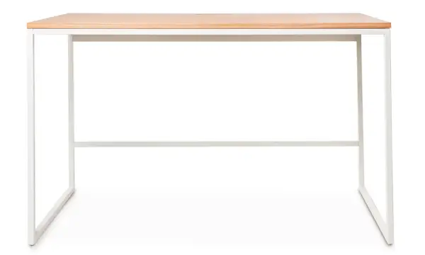 Mesa de escritorio minimalista metal blanco y roble Sondu