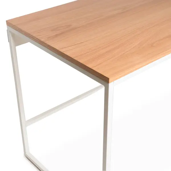 Mesa de escritorio minimalista metal blanco y roble Sondu