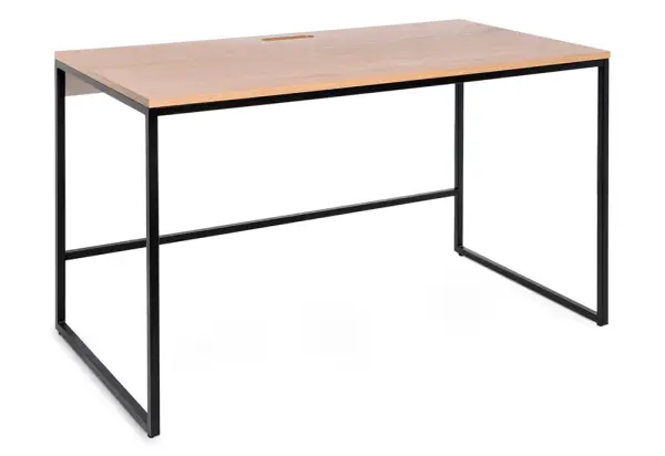 Mesa de escritorio minimalista metal negro y roble Sondu
