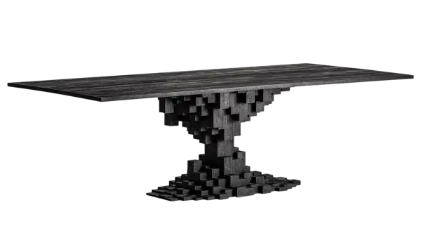 Mesa de comedor Pétria madera maciza de mango negro arenado