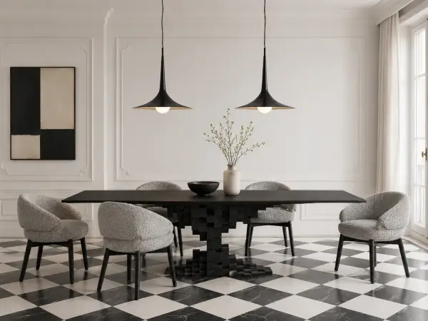 Silla tapizada Jacquard madera de olmo negro