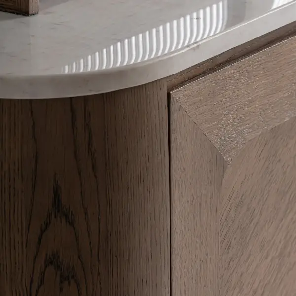 Mueble Bar Doucy de roble y mármol con luz integrada