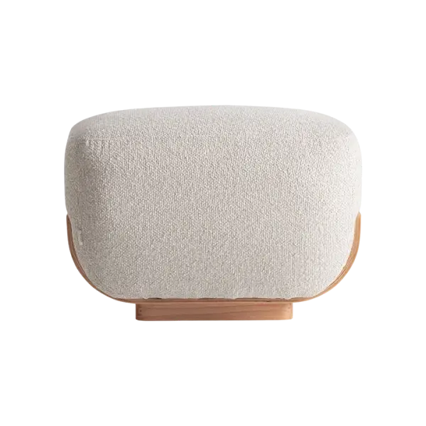 Pouf tapizado blanco roto Sasi