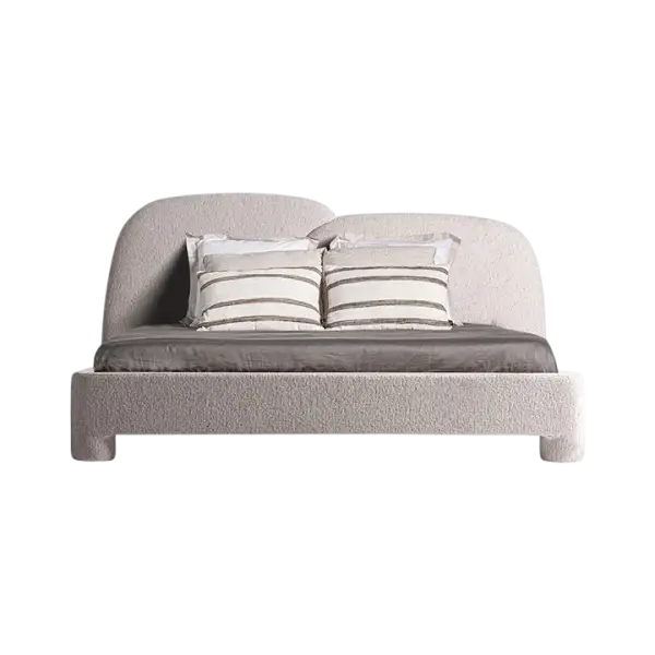 Cama tapizada beige Alevia para colchón de 180x200