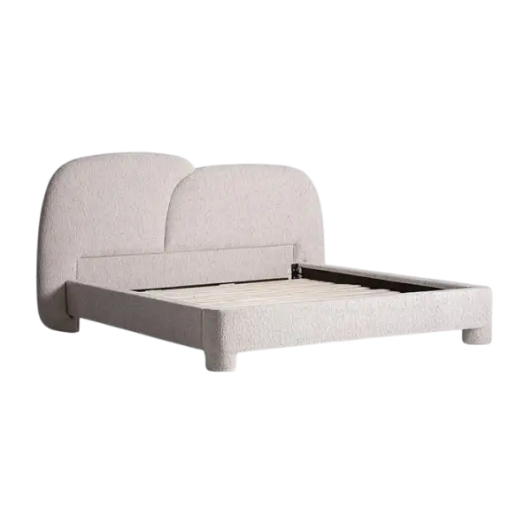 Cama tapizada beige Alevia para colchón de 180x200