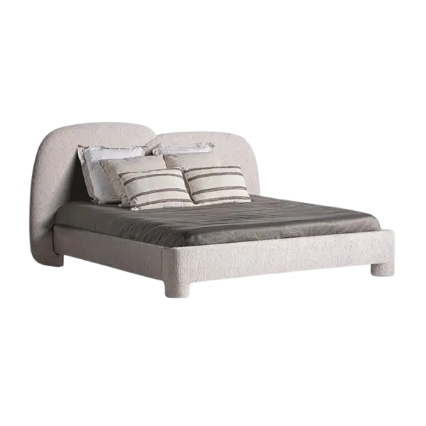 Cama tapizada beige Alevia para colchón de 180x200