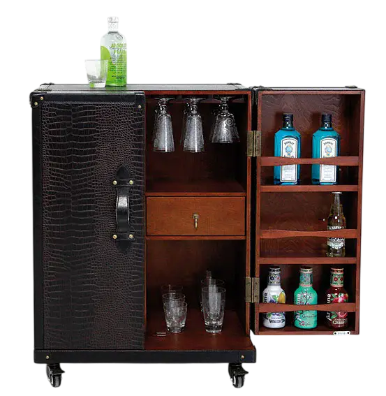 Mueble bar con ruedas Vintage Trunk Kare
