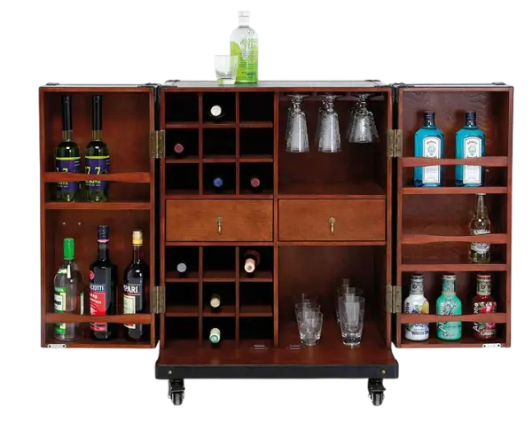 Mueble bar con ruedas Vintage Trunk Kare