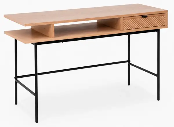 Mesa de escritorio roble y metal negro Malaba