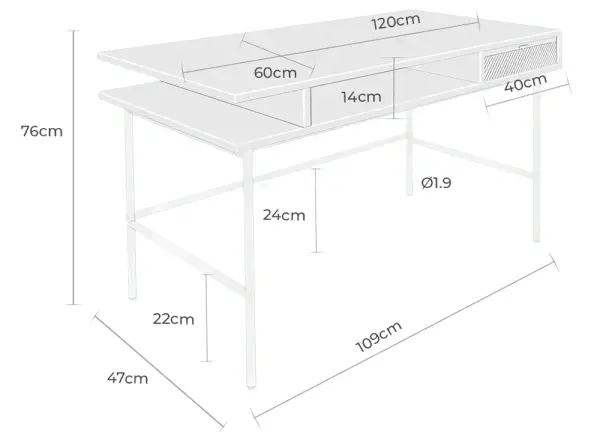 Mesa de escritorio roble y metal negro Malaba