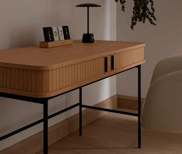 Mesa de escritorio roble y metal negro Nelcor