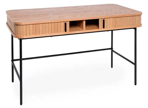 Mesa de escritorio roble y metal negro Nelcor