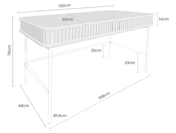 Mesa de escritorio roble y metal negro Nelcor
