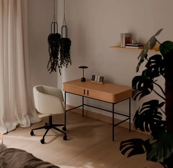 Silla de oficina giratoria tapizada beige Zonari