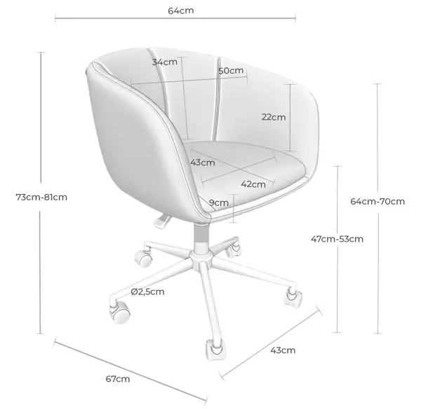 Silla de oficina giratoria tapizada gris claro Zonari
