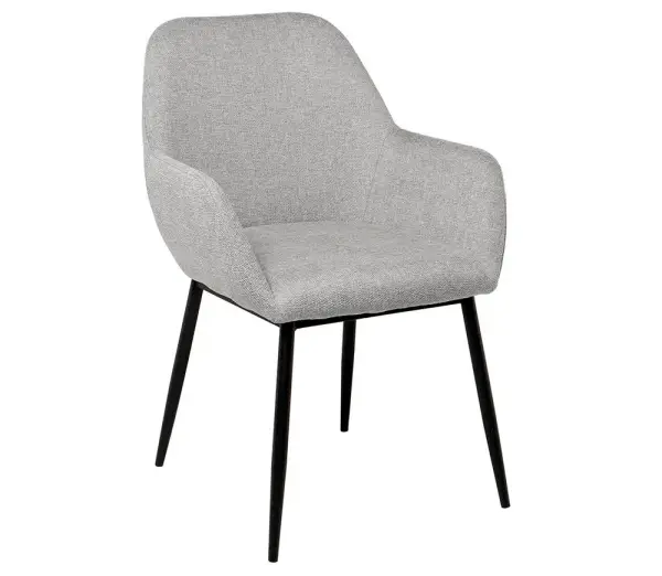 Sillón tapizado gris claro metal negro Bellasia