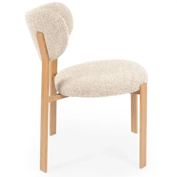 Silla roble tapizada beige Muri