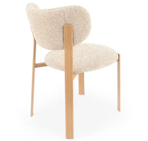 Silla roble tapizada beige Muri