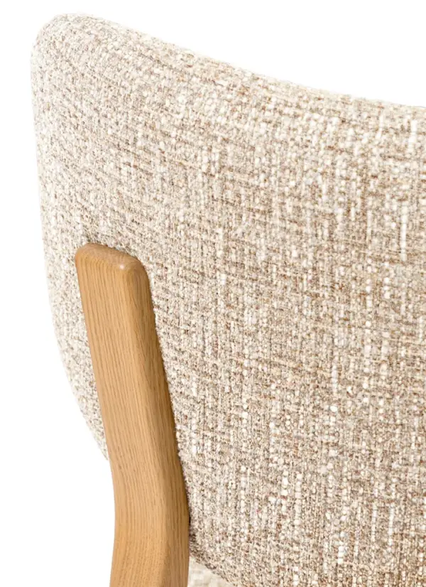 Silla roble tapizada beige Muri
