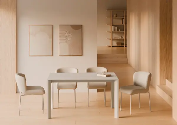 Silla tapizada beige metal beige Zeyo