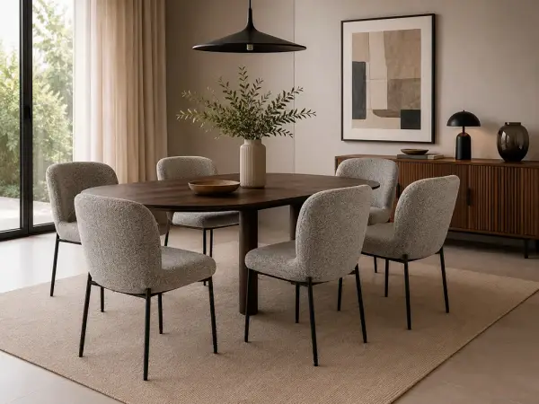 Silla tapizada gris metal beige Zeyo