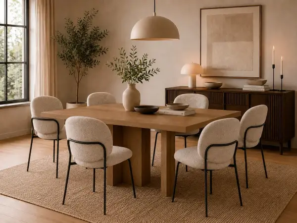 Silla tapizada beige metal negro Nario