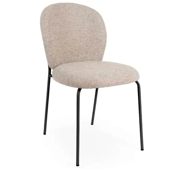 Silla tapizada taupe metal negro Nario