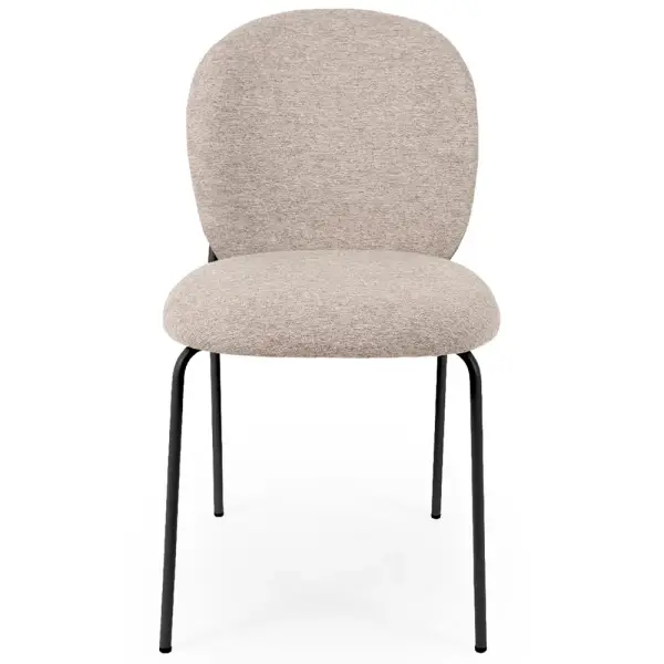 Silla tapizada taupe metal negro Nario
