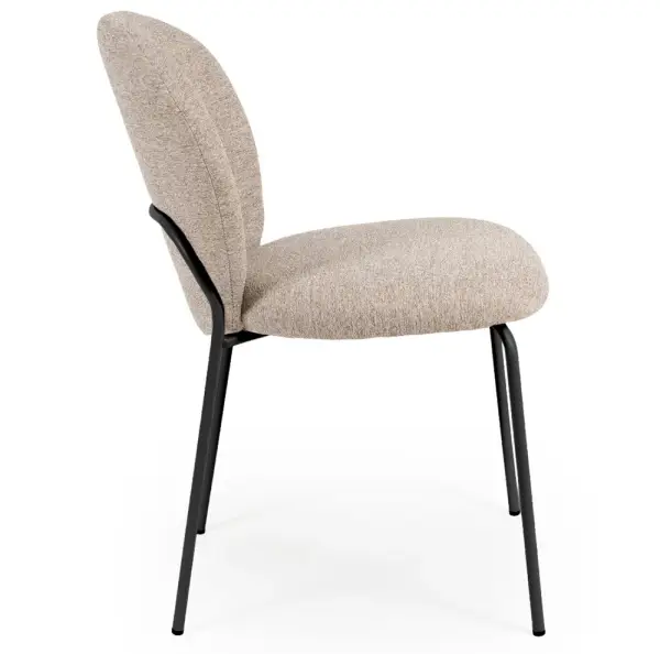 Silla tapizada taupe metal negro Nario