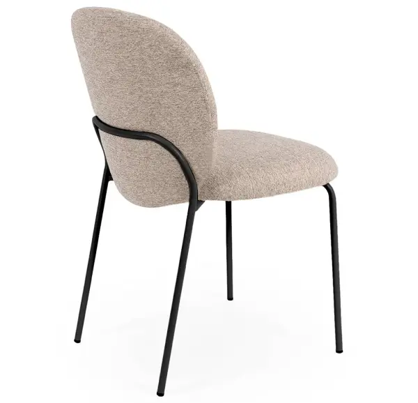 Silla tapizada taupe metal negro Nario