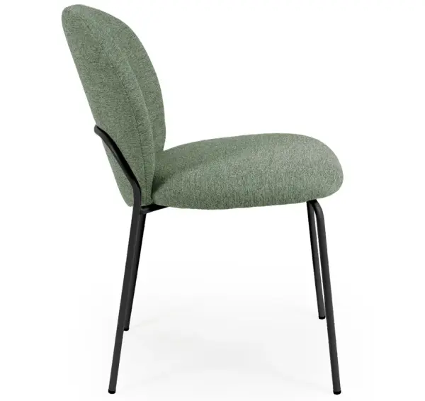 Silla tapizada verde metal negro Nario
