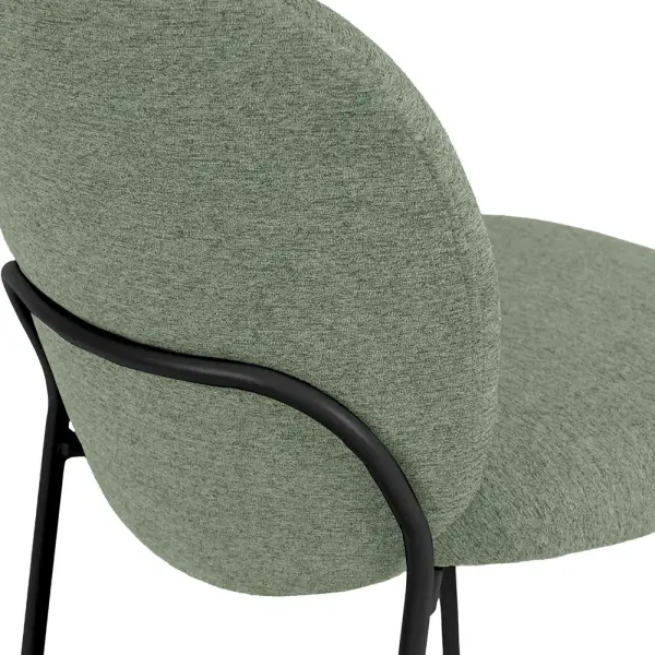 Silla tapizada verde metal negro Nario