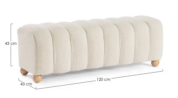 Pie de cama con agallones tapizado en boucle blanco
