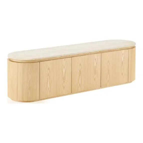 Mueble de TV roble natural y granito Larvik